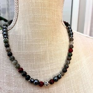 Bloodstone beaded necklace/bracelet set